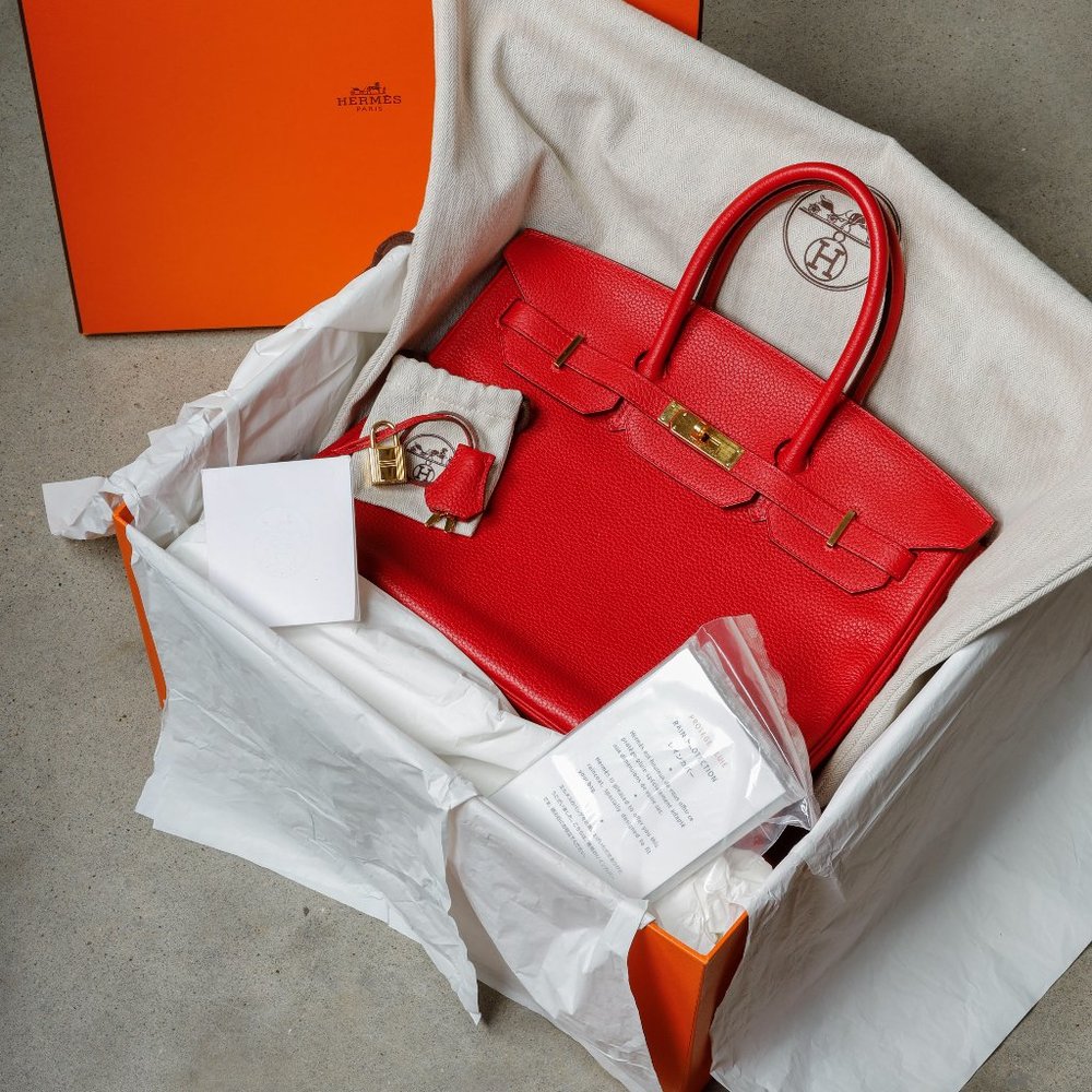 Hermès Birkin 35 Rouge Casaque Clemence GHW